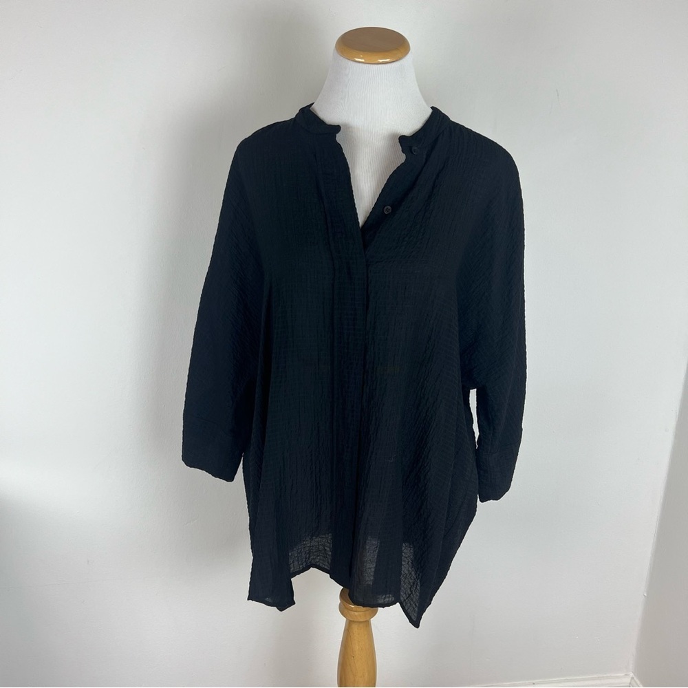Cos Button Down Oversized Light Weight Black Top … - image 1